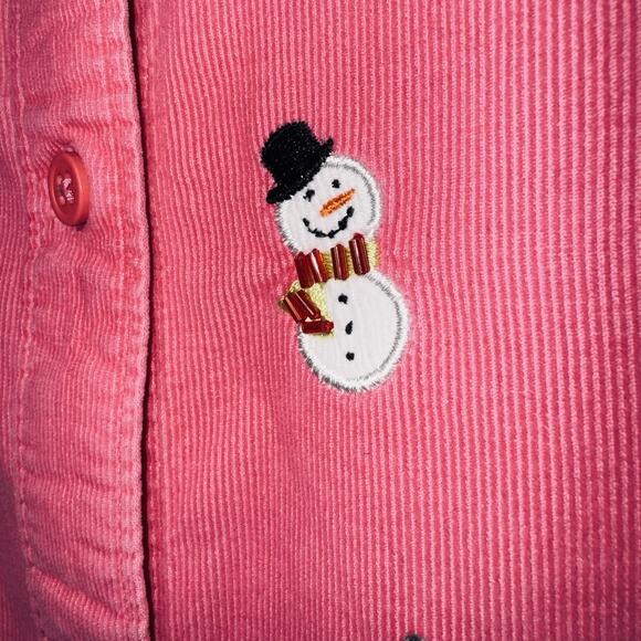 Lot Of 2 Quacker Factory LG Corduroy Shirt Button Embroidered Holiday Christmas - Picture 6 of 14